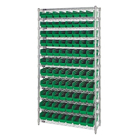 Quantum Storage Systems Shelf Bin Wire Shelving System WR12-101GN